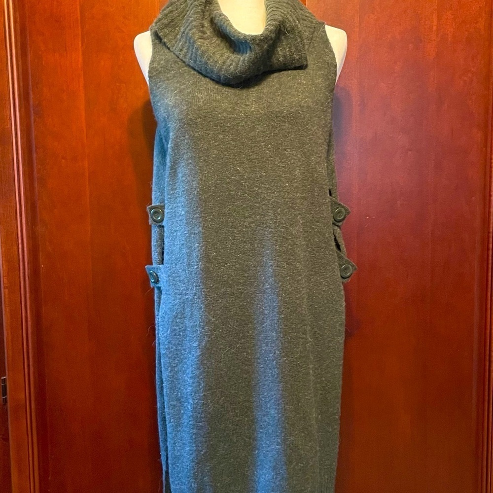Ruby Moon Long Gray Cowl Neck Sweater Vest